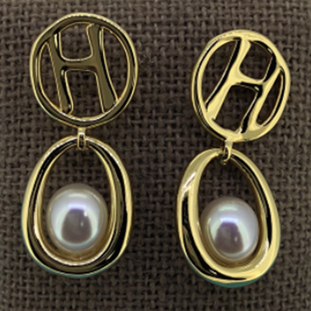 电镀黄金珍珠耳环