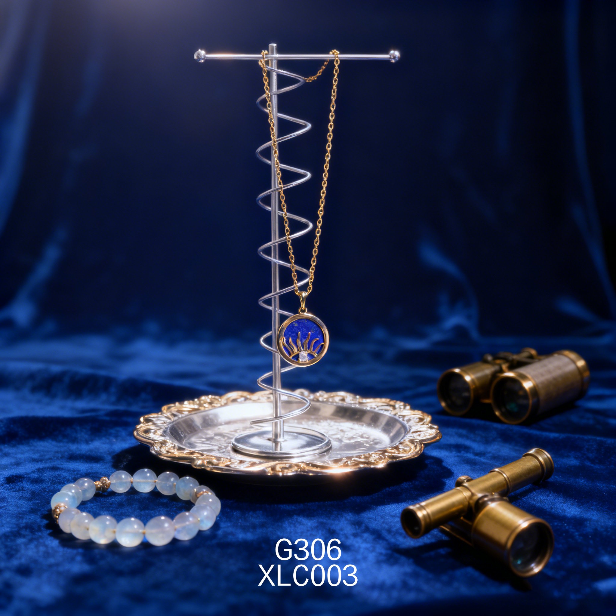 电镀黄金 15mm 恶魔之眼青金石项链