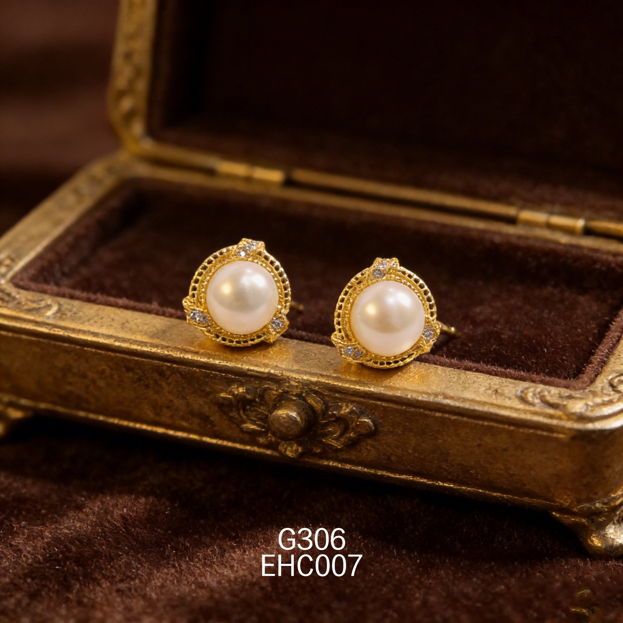 电镀黄金珍珠耳环