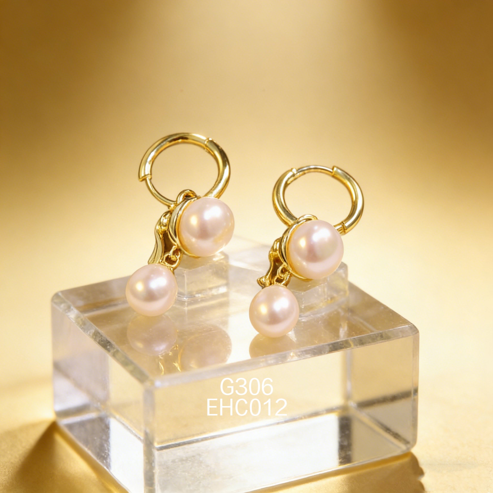 电镀黄金珍珠耳环