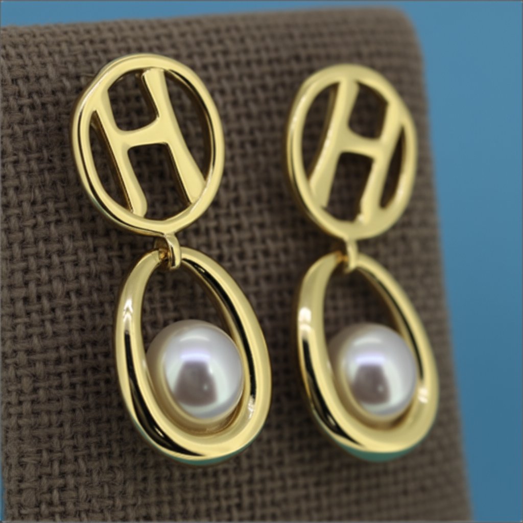 电镀黄金珍珠耳环