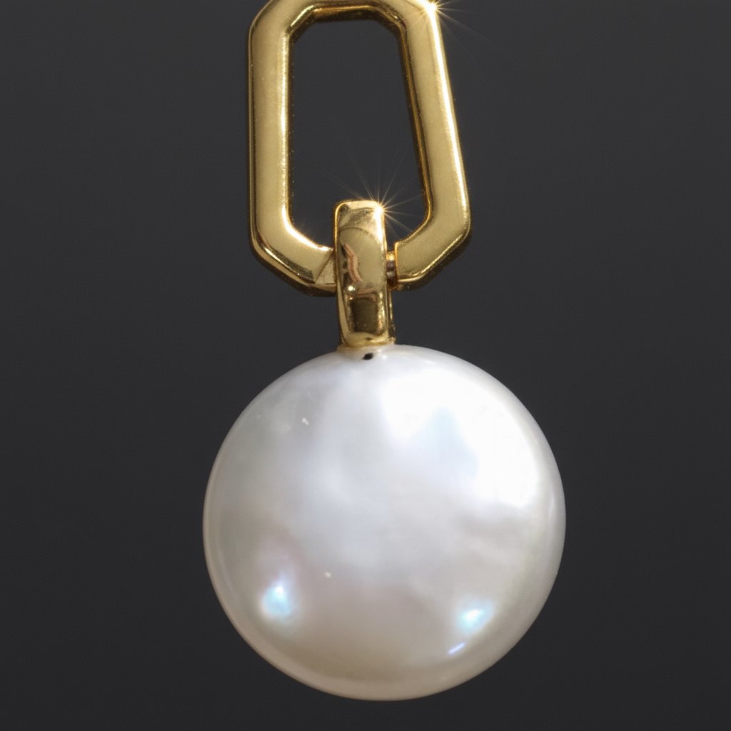 电镀黄金白珍珠耳环