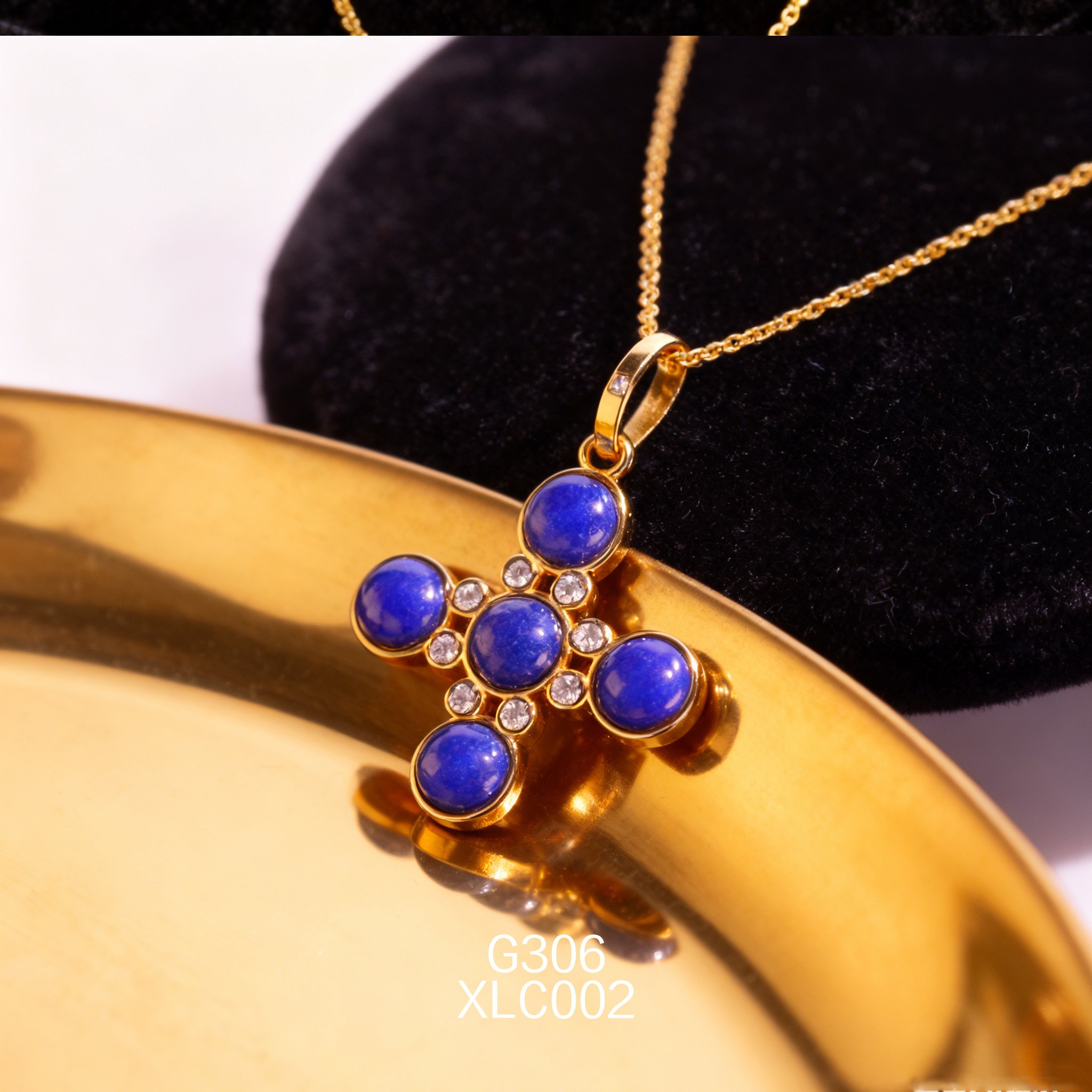 Gold-plated 6.3mm Lapis Lazuli Necklace