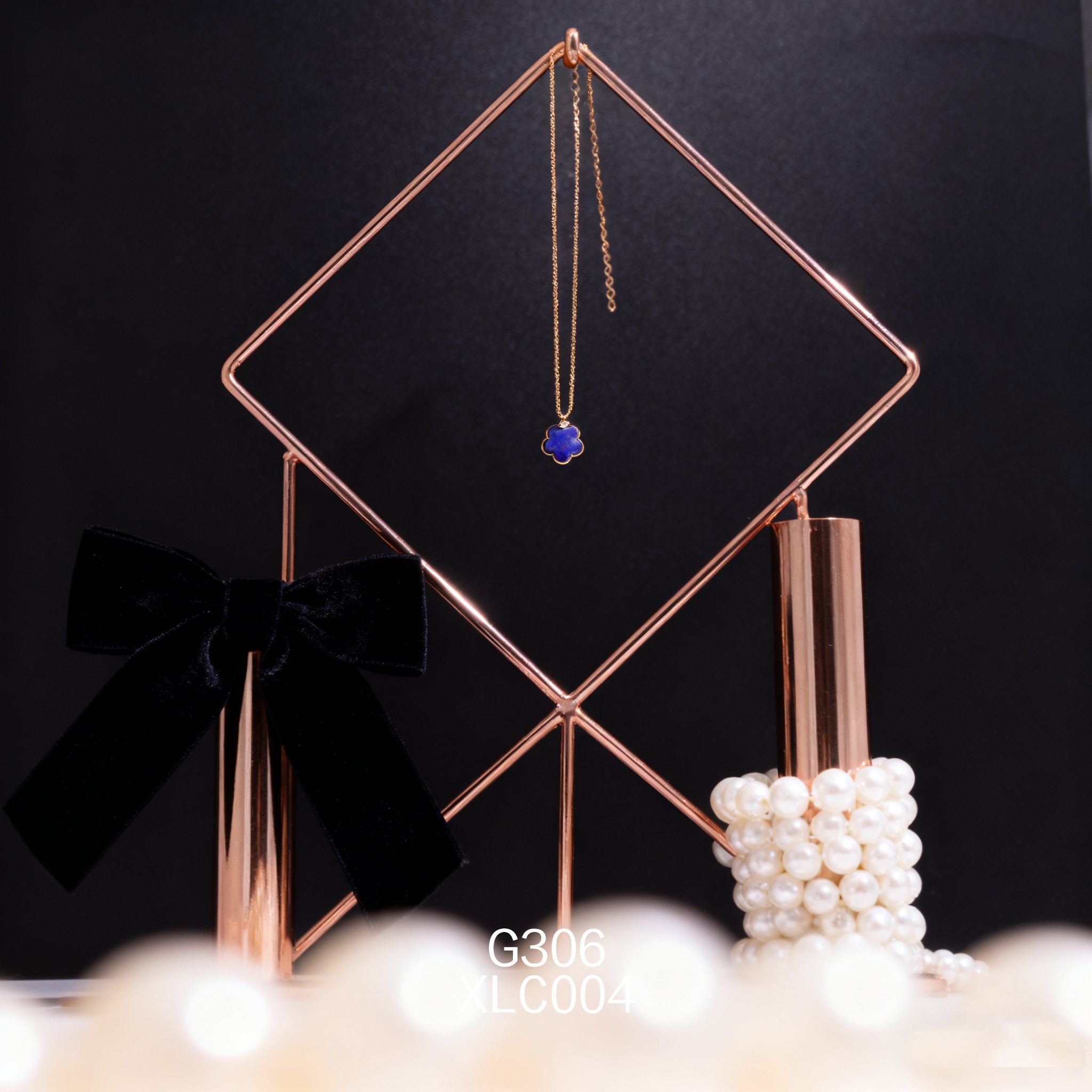 电镀黄金 12.5mm 梅花锆石青金项链