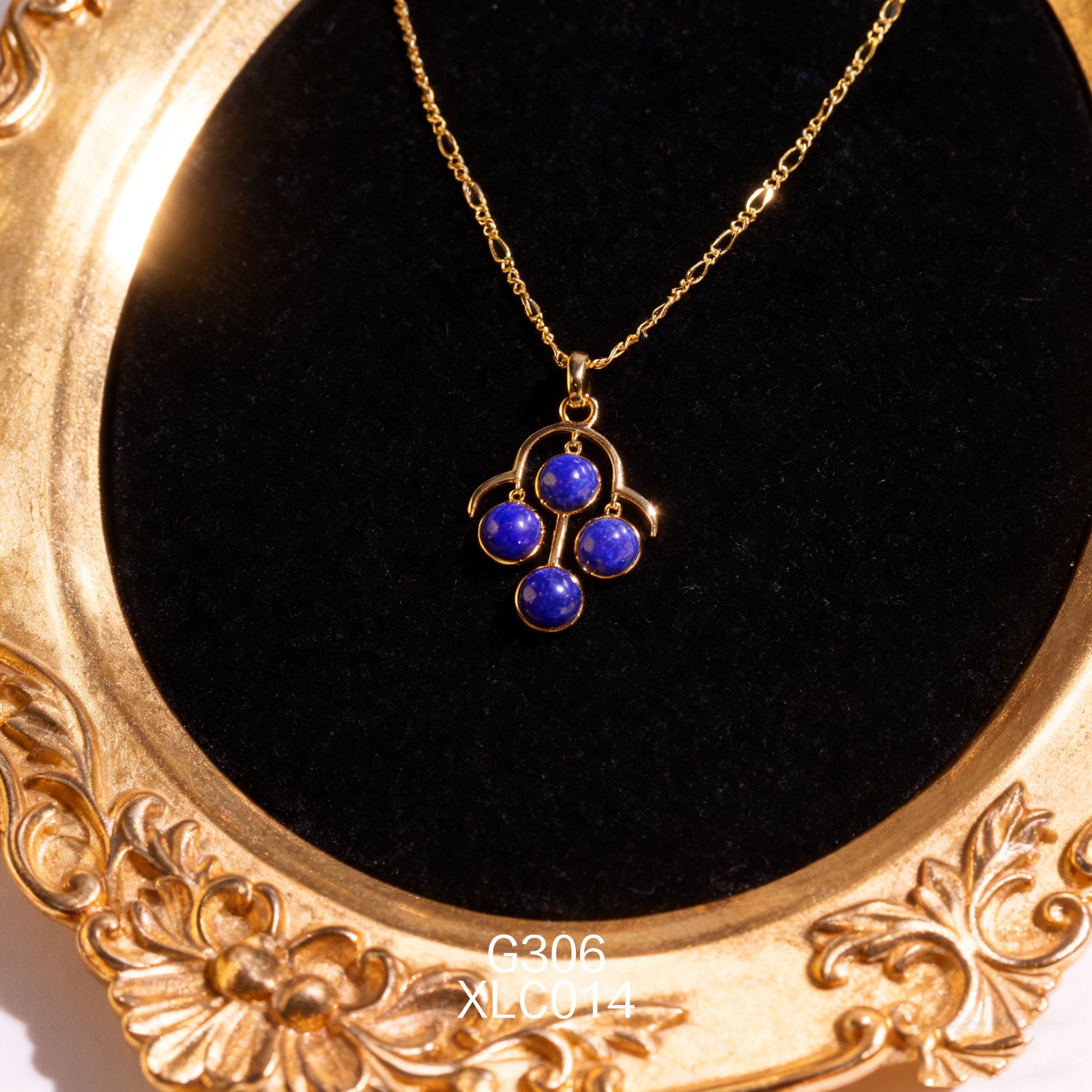 Gold-plated 6 x 3.5mm Lapis Lazuli Necklace