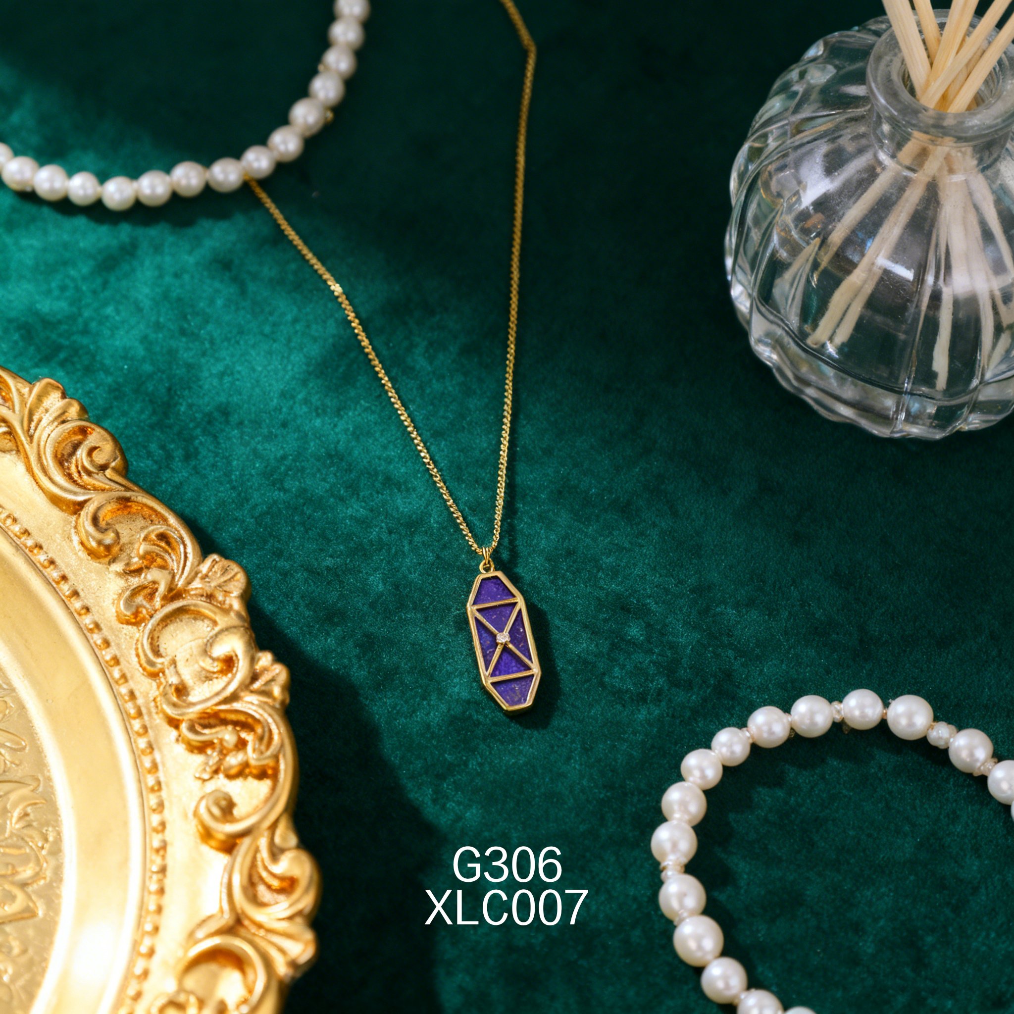 电镀黄金 8 x 23mm 六角青金项链