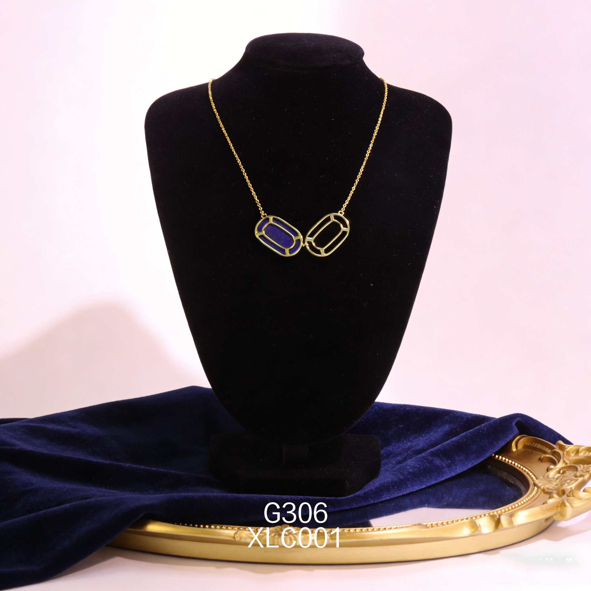 电镀黄金 13 x 21mm 双椭圆青金项链