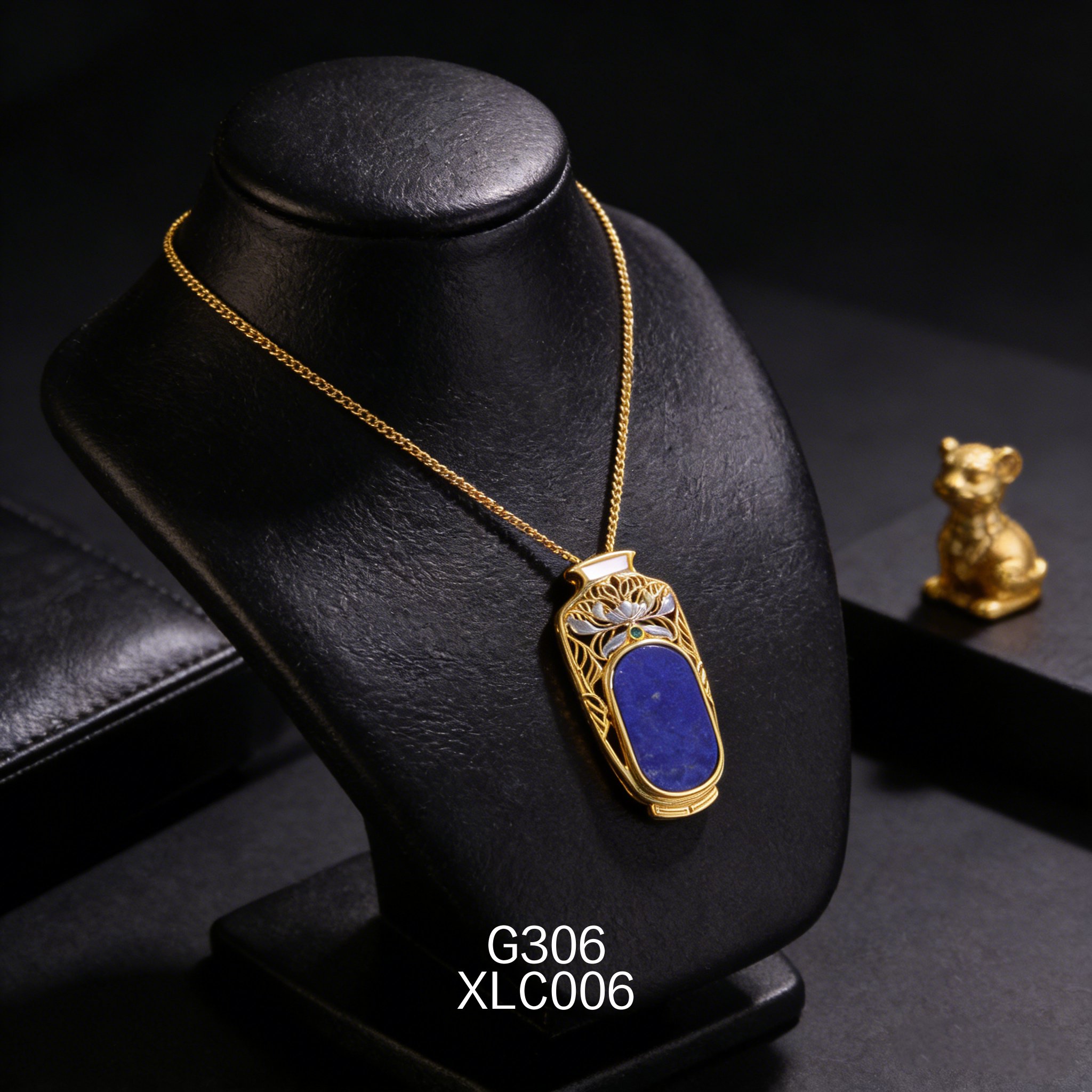 电镀黄金白贝青金花瓶锆石项链