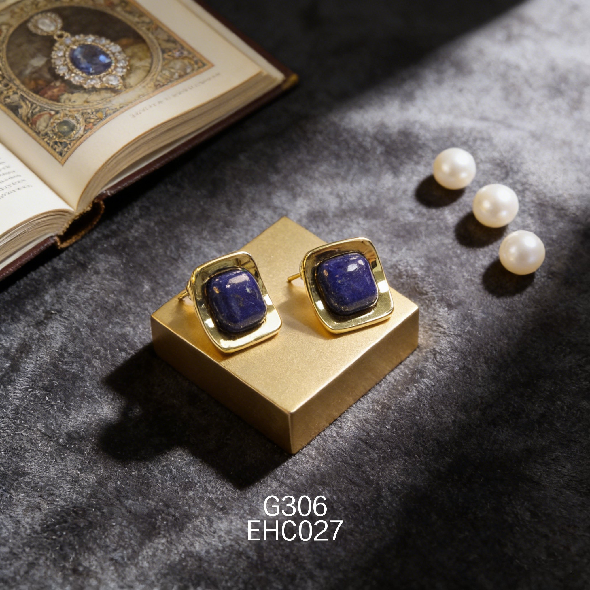 电镀黄金 10mm 纽扣青金耳环