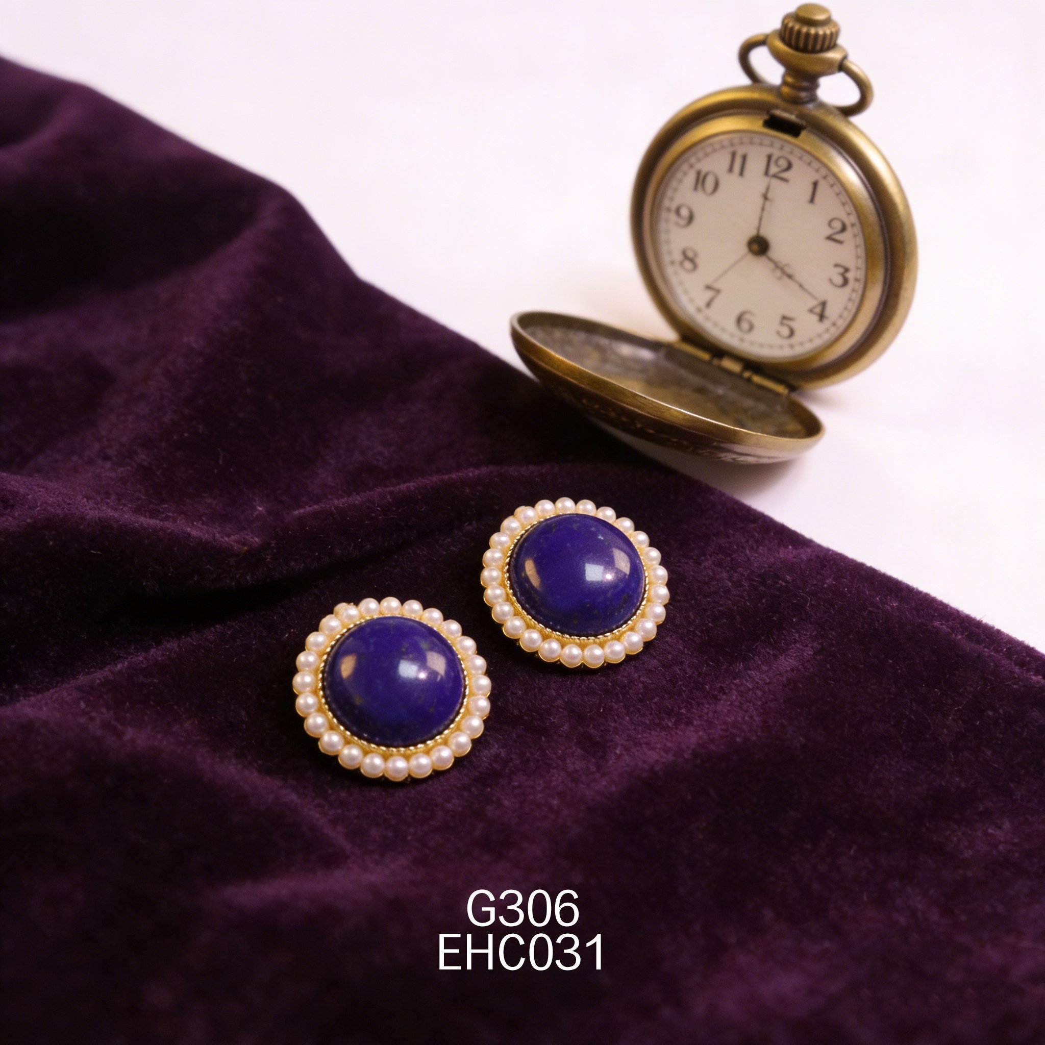 Gold-plated 12.6 x 5mm Lapis Lazuli Pearl Earrings