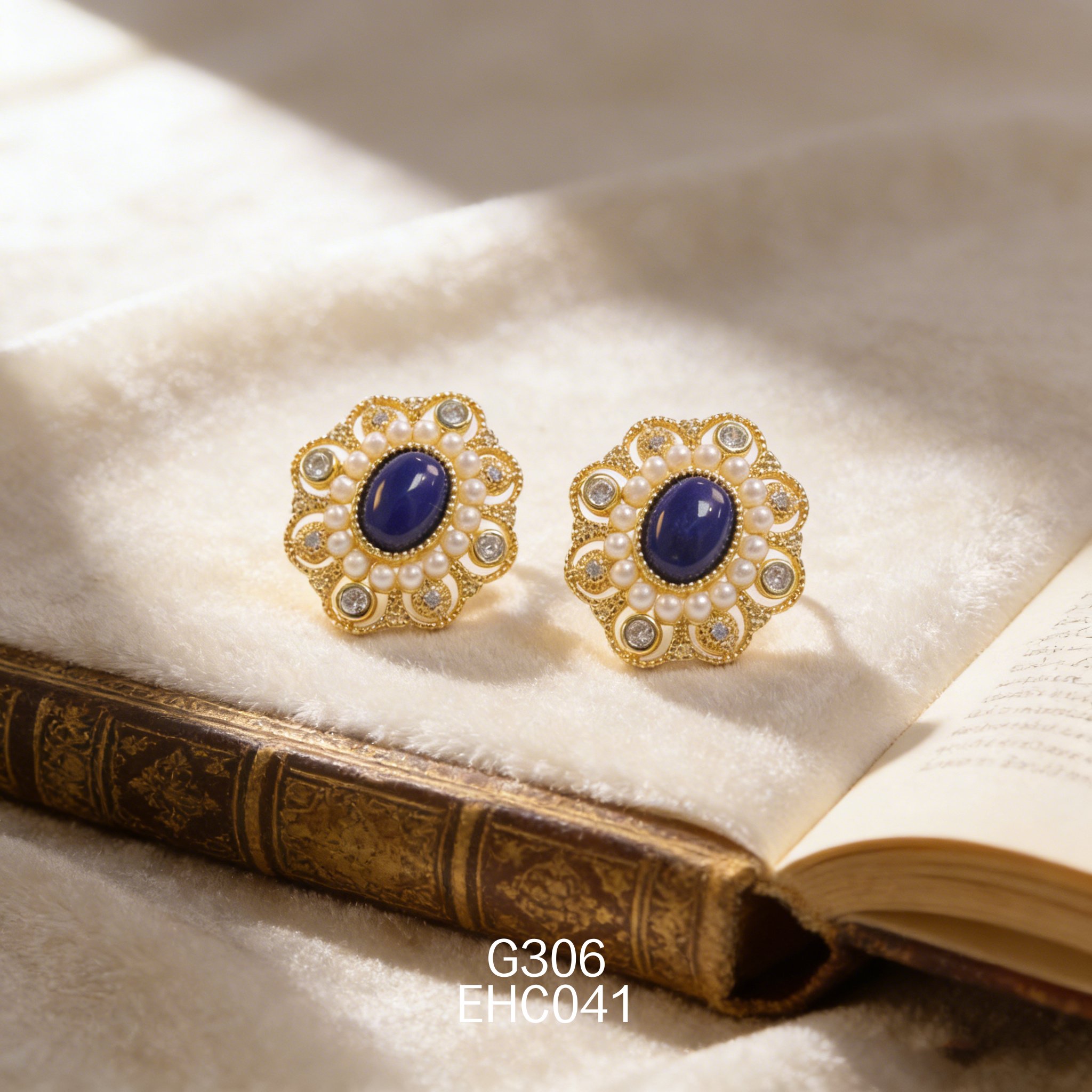 Orecchini placcati oro con Lapislazzuli 6x8mm