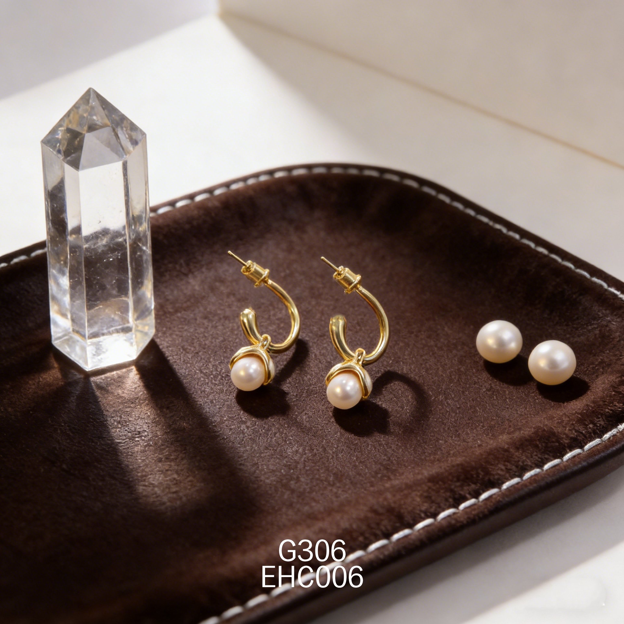 电镀黄金珍珠耳环