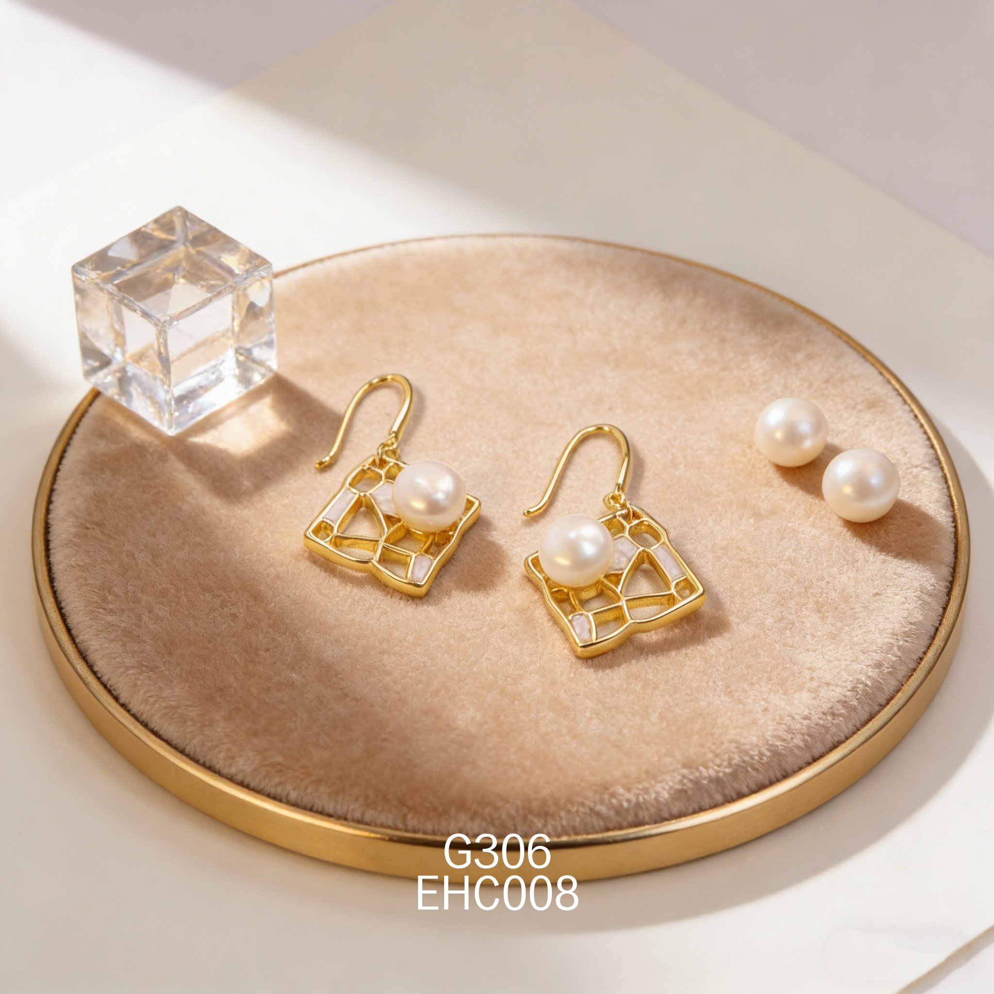 电镀黄金 8085 珍珠耳环