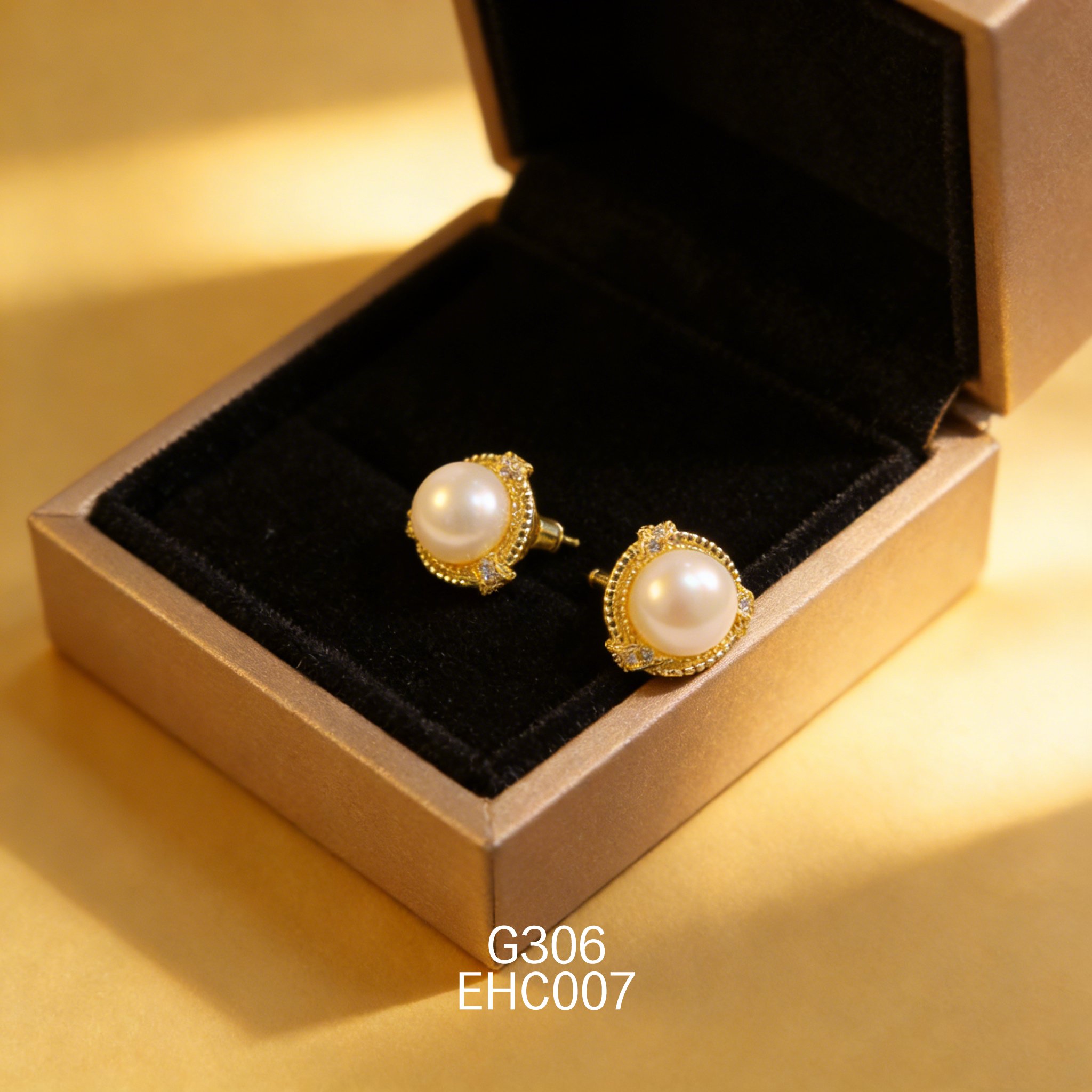 电镀黄金珍珠耳环