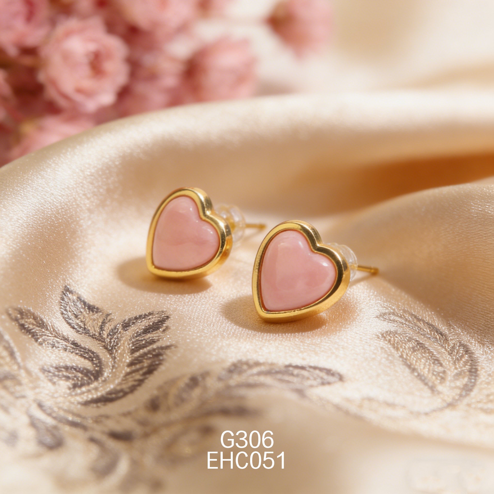 Gold-plated Heart-shaped Abalone Earrings